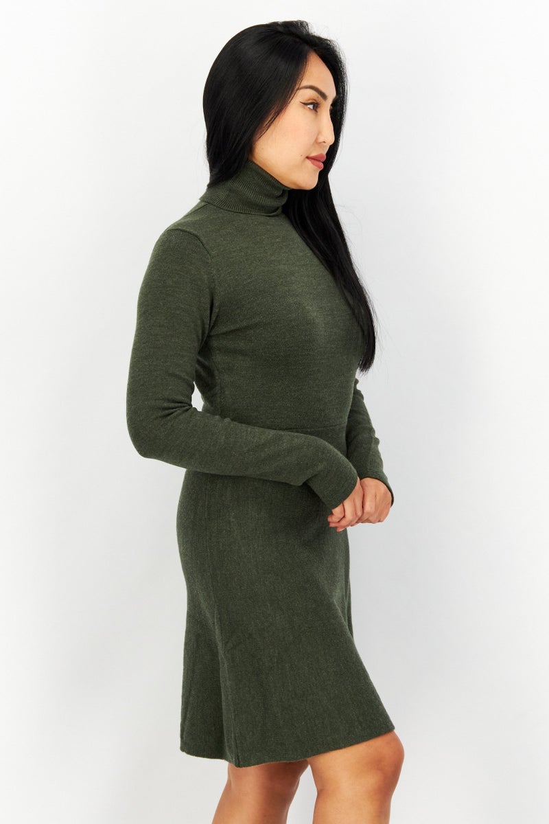 French Connection Women Babysoft Long Sleeve A-Line Dress, Brunswick Green - Image 4