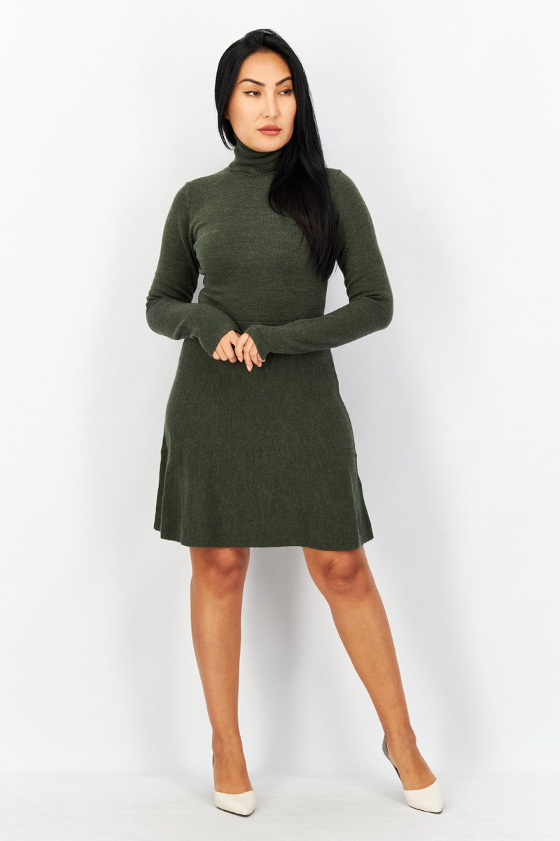 French Connection Women Babysoft Long Sleeve A-Line Dress, Brunswick Green - Image 2