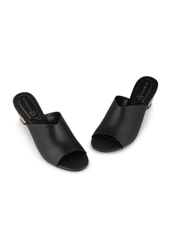 Vincci Black Women One Strap Mid Heel Sandals for Women | Best Price UAE
