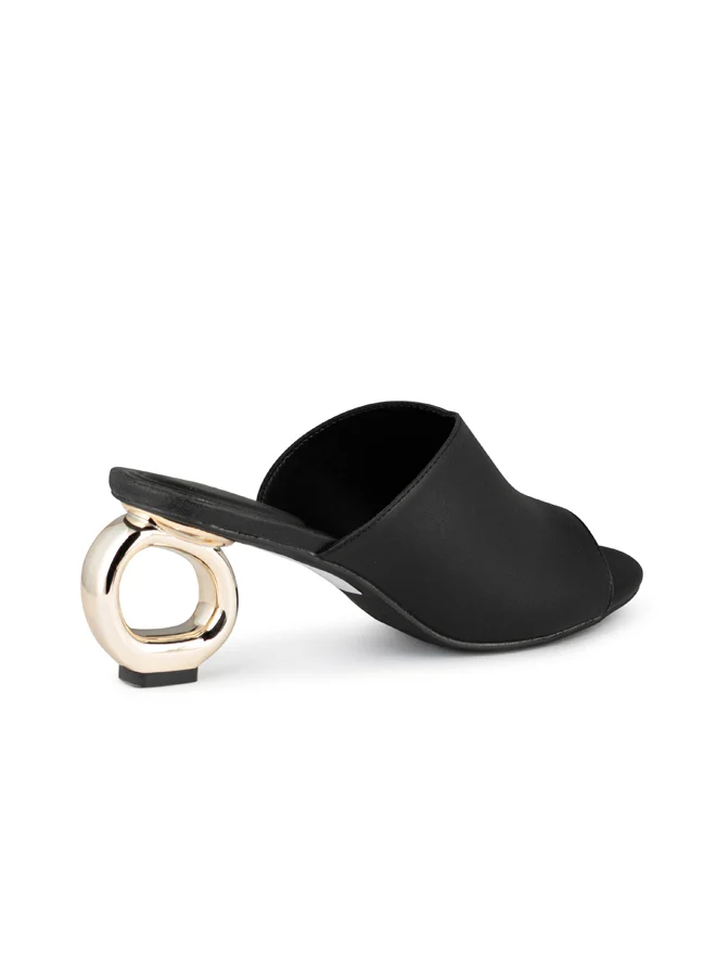 Vincci Black Women One Strap Mid Heel Sandals for Women | Best Price UAE