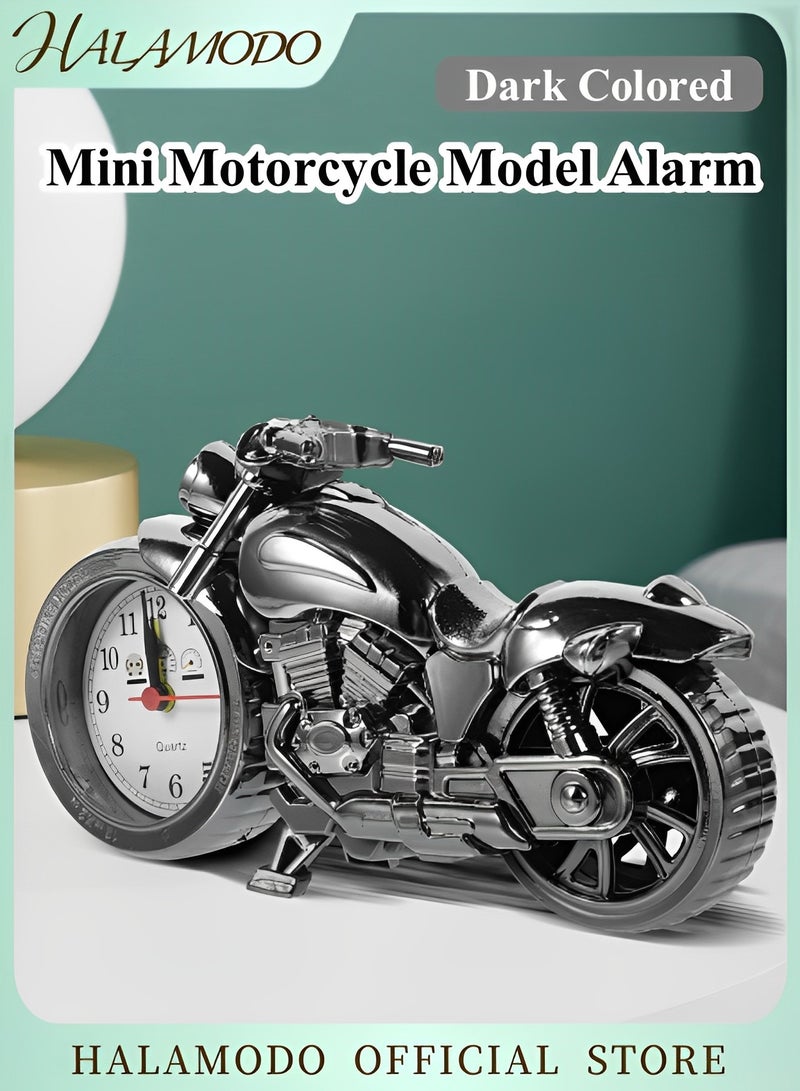 Mini Motorcycle Bicycle Model Alarm Vintage Metal Motorcycle Decor Clock Battery Powered Desk Shelf Clock Motorcycle Sculpture Desk Decor Art Gift Home Office Decor as Gift - Image 1