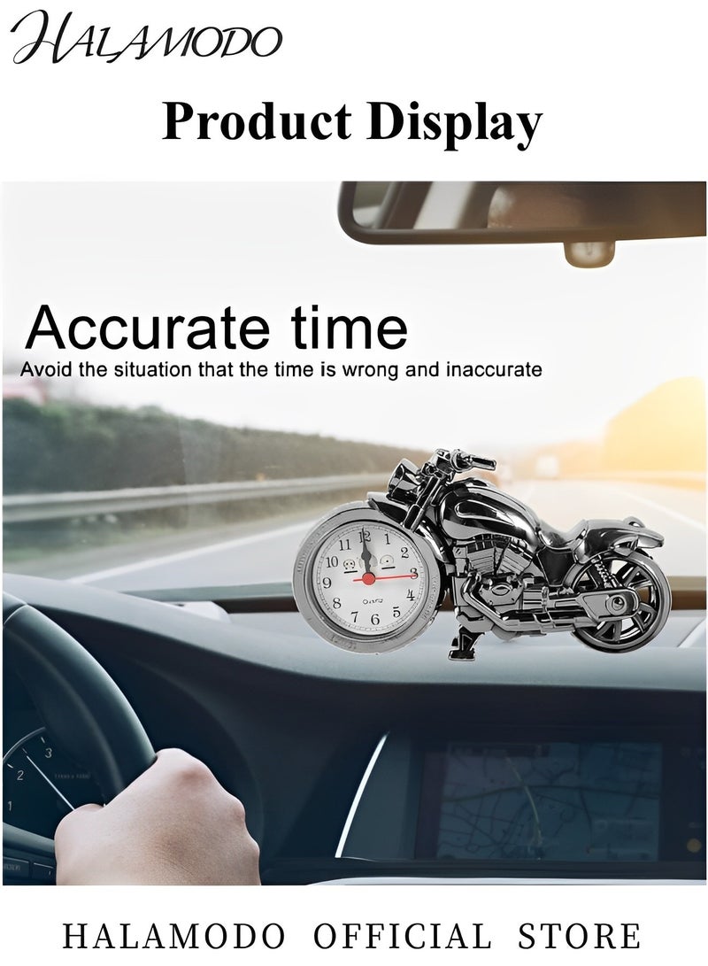Mini Motorcycle Bicycle Model Alarm Vintage Metal Motorcycle Decor Clock Battery Powered Desk Shelf Clock Motorcycle Sculpture Desk Decor Art Gift Home Office Decor as Gift - Image 3