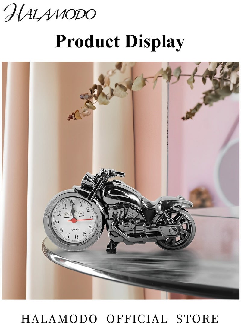 Mini Motorcycle Bicycle Model Alarm Vintage Metal Motorcycle Decor Clock Battery Powered Desk Shelf Clock Motorcycle Sculpture Desk Decor Art Gift Home Office Decor as Gift - Image 4
