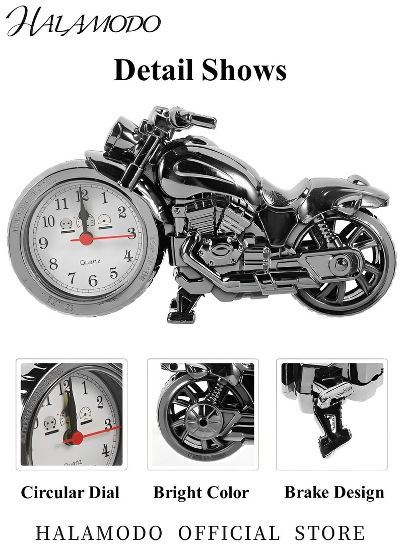 Mini Motorcycle Bicycle Model Alarm Vintage Metal Motorcycle Decor Clock Battery Powered Desk Shelf Clock Motorcycle Sculpture Desk Decor Art Gift Home Office Decor as Gift - Image 5