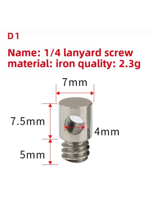 SLR Camera Lanyard Metal Screw 1/4 Fixed Shoulder Strap Micro Single Quick Release Wrist Strap Connection Anti-loss Rope-Body Color:D1