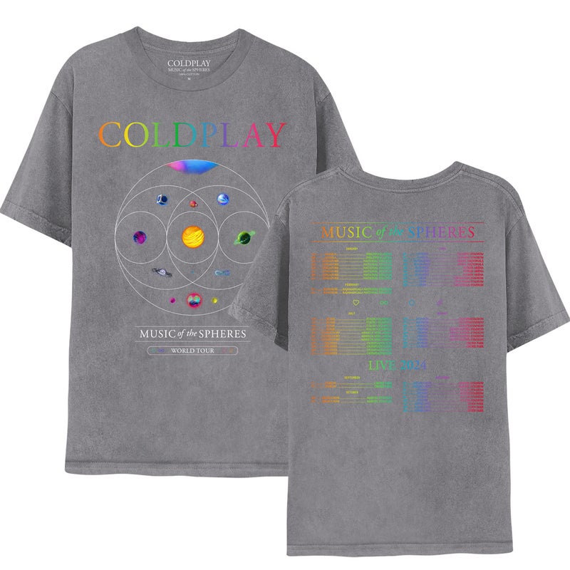 Cross-border New Coldplay Band World Tour T-shirt coldplay Same Style Y2K European and American Mens and Womens Street Tide Top 2024 Slate Grey