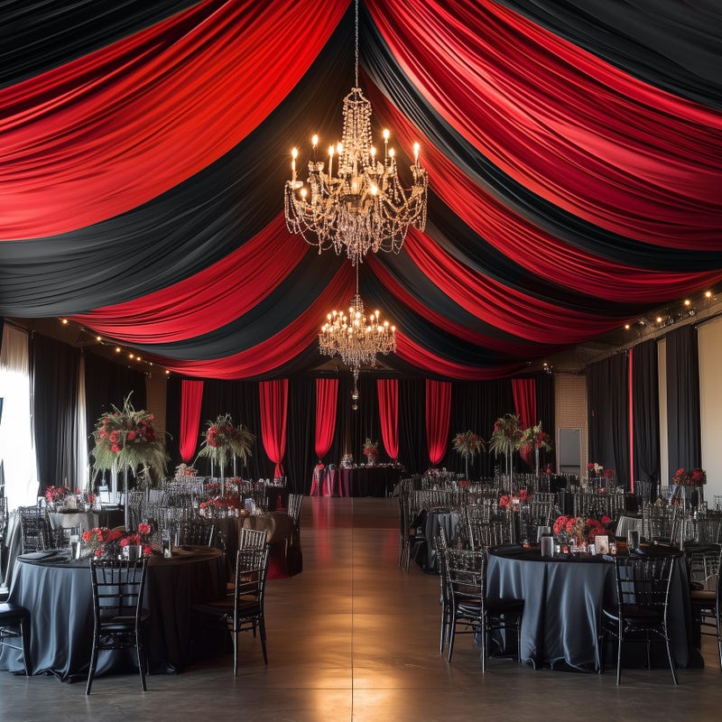 Htper 4 Panels 5x20ft Black Ceiling Drapes for Wedding Parties, Wrinkle Free 20ft Ceiling Curtain for Tent, Silky Easy to Draping Arch Drapery for Birthday Party Canopy Tent Decor - Image 4