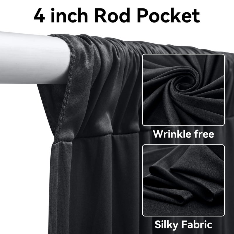 Htper 4 Panels 5x20ft Black Ceiling Drapes for Wedding Parties, Wrinkle Free 20ft Ceiling Curtain for Tent, Silky Easy to Draping Arch Drapery for Birthday Party Canopy Tent Decor - Image 2