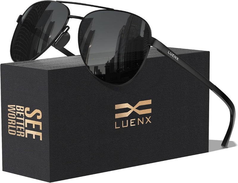 LUENX Aviator Sunglasses for Men Women Polarized - UV400 Protection, Stylish Shades 59 MM, Driving, Outdoor Activities - Image 1