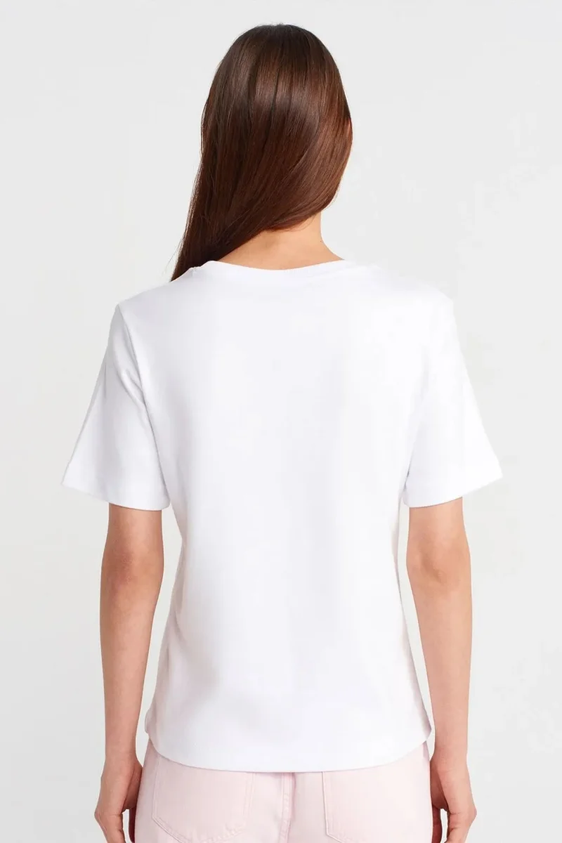 Dilvin White DILVIN Women's Cotton Crew Neck T-Shirt for Women | Best Price UAE