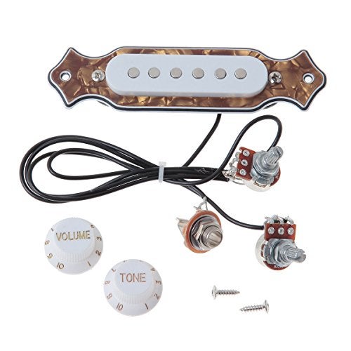 TraderPlus 1 sets Pre-wired 6-string Cigar Box Guitar Pickup with Volume & Tone for Electric Guitar (Brown) - Image 2