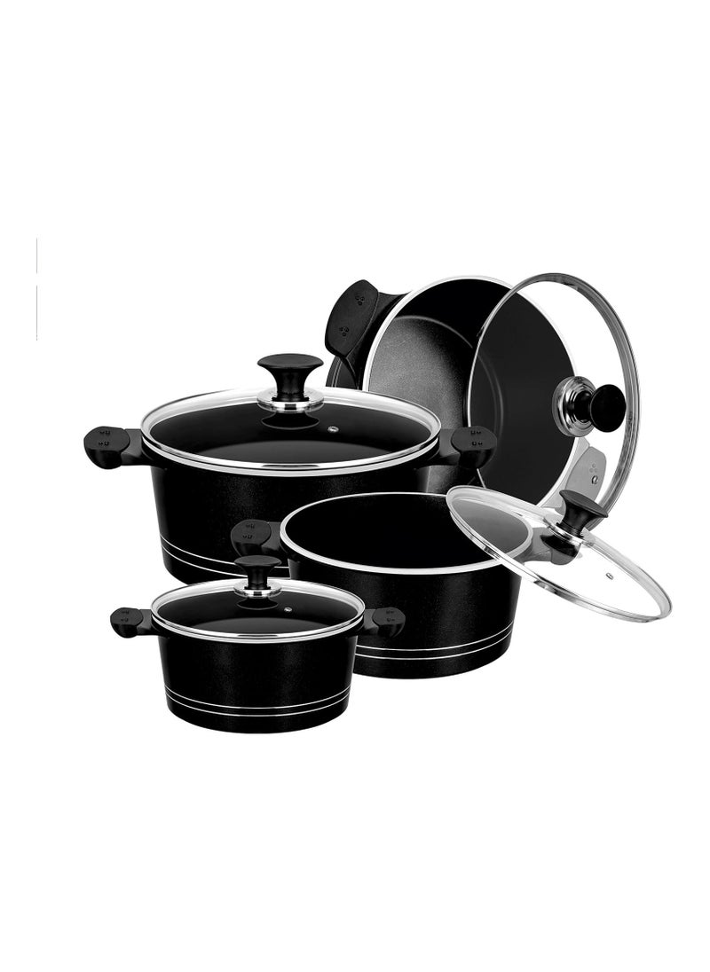 SONEX Sonex 10 Pcs Die Cast Aluminum Non Stick Cooking Pot Set -Black  - Image 1