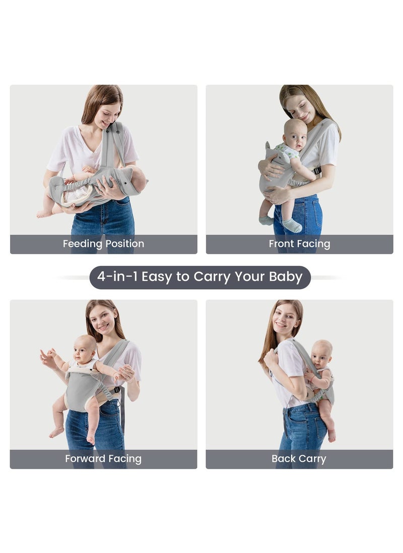AIYISHI Baby Carrier Newborn to Toddler with Pocket, 4-in-1 Easy to Wear Ergonomic Adjustable Breathable Carrier Slings, Perfect for Baby Infants up to 15kg Toddlers, White  - Image 5