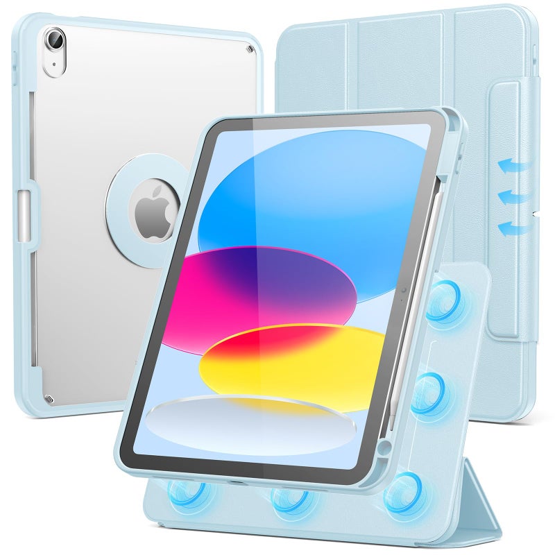 SPARIN Case for iPad A16 11th10th Generation 20252022 11109 with Pencil Holder Magnetic Detachable Hybrid Stand PortraitLandscape Angle Clear Protective Case Auto WakeSleepBlue - Image 2