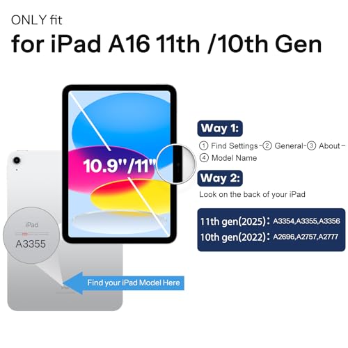 SPARIN Case for iPad A16 11th10th Generation 20252022 11109 with Pencil Holder Magnetic Detachable Hybrid Stand PortraitLandscape Angle Clear Protective Case Auto WakeSleepBlue - Image 3