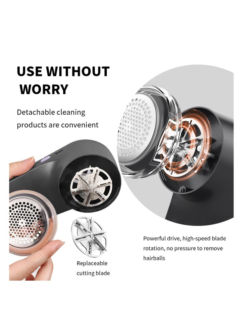 TFIXOL - Fabric Shaver and Lint Remover, Sweater Defuzzer with 3-Speeds, 2 Replaceable Stainless Steel Blades, Battery Operated, Remove Clothes Fuzz, Lint Balls, Pills, Bobbles (Grey) - Image 1
