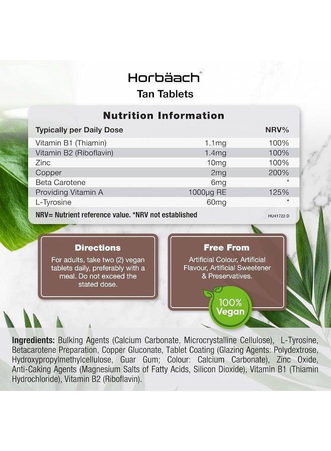 Horbäach Tanning Tablets with Beta Carotene, L-Tyrosine & Copper - Image 3