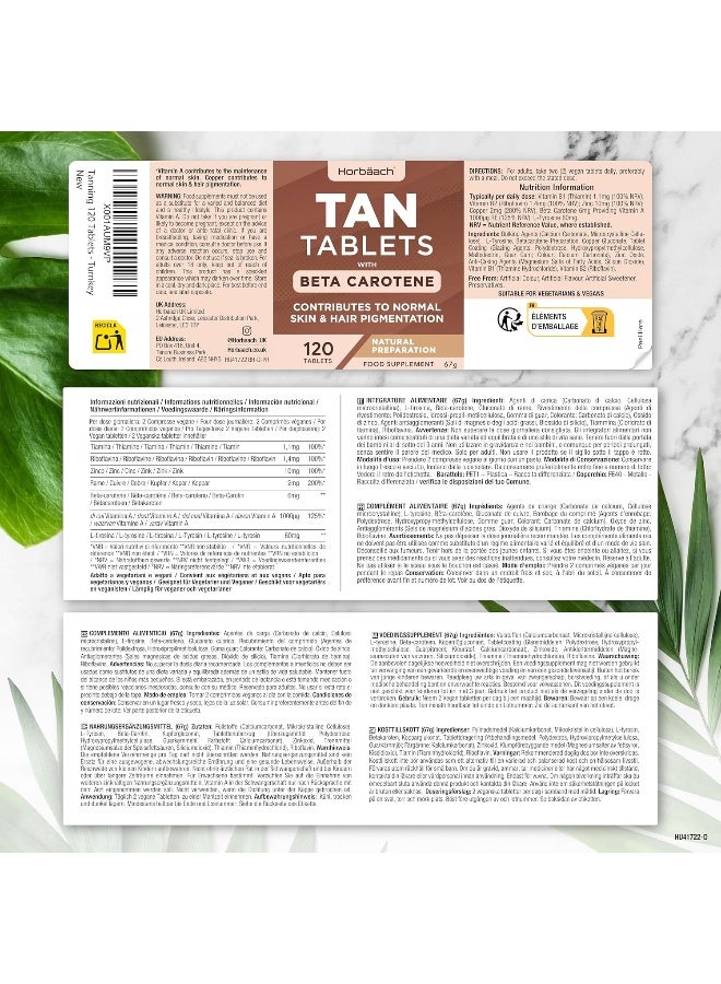 Horbäach Tanning Tablets with Beta Carotene, L-Tyrosine & Copper - Image 4