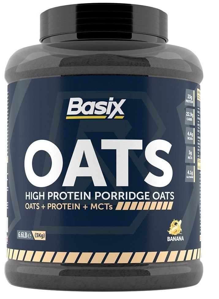 Basix Oats High Protein Porridge 3kg Banana Flavor 50 Serving - Image 1
