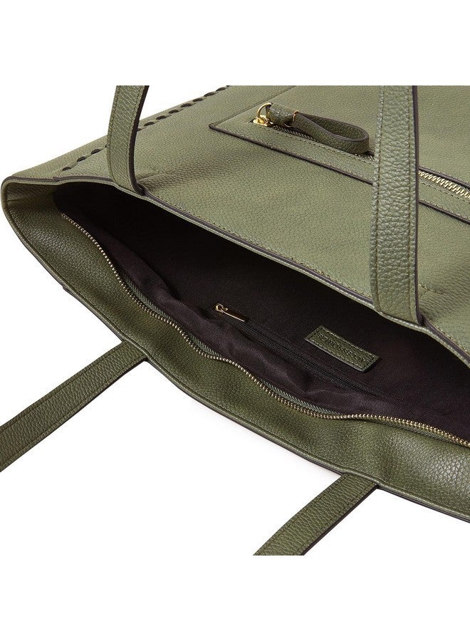 Accessorize London Women's Olive green Front Pocket Tote Bag| Tote bags for women office use |Spacious Work bag for ladies |Fits 13 inch laptop - Image 3