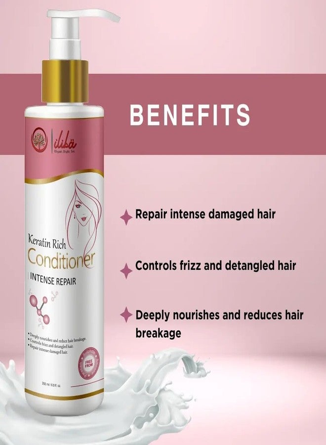 ILIKA Ilikä Keratin Rich Conditioner for Intense Damaged Hair, Controls Frizz & Detangled hair, Nourishes & Reduces Hair Breakage, 200 ml - Image 4