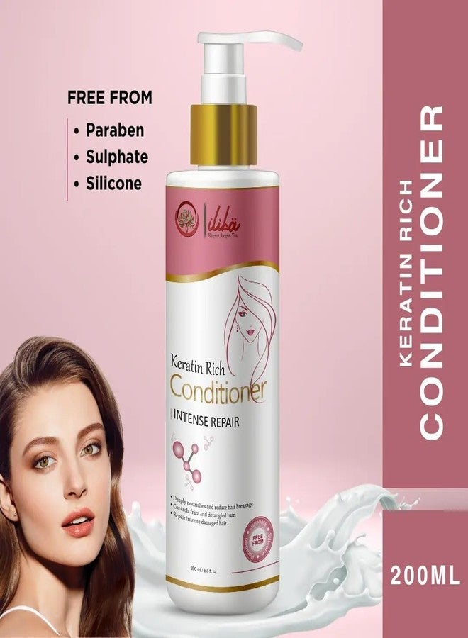 ILIKA Ilikä Keratin Rich Conditioner for Intense Damaged Hair, Controls Frizz & Detangled hair, Nourishes & Reduces Hair Breakage, 200 ml - Image 3