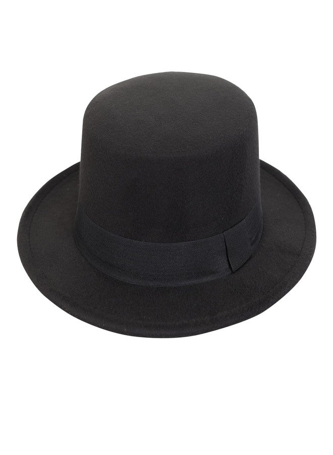 FabSeasons قبعة فيدورا/باناما الكلاسيكية من فاب سيزونز للرجال والنساء - قبعة واسعة الحواف من صوف الفelt مع حزام أسود، إكسسوار أنيق للخارجية والرسمية، تناسب قابل للتعديل، مقاس واحد (58 سم) - Image 1