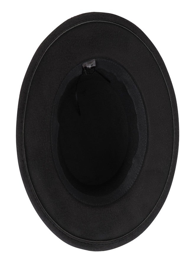 FabSeasons قبعة فيدورا/باناما الكلاسيكية من فاب سيزونز للرجال والنساء - قبعة واسعة الحواف من صوف الفelt مع حزام أسود، إكسسوار أنيق للخارجية والرسمية، تناسب قابل للتعديل، مقاس واحد (58 سم) - Image 3