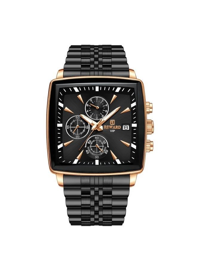 NIBEMINENT Reward High-end Smart Men's Watch Multi-function Chronograph Business Waterproof Luminous Calendar Solid Steel Band 