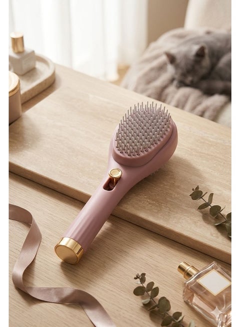 A hair brush and comb with buttons for cleaning the brush