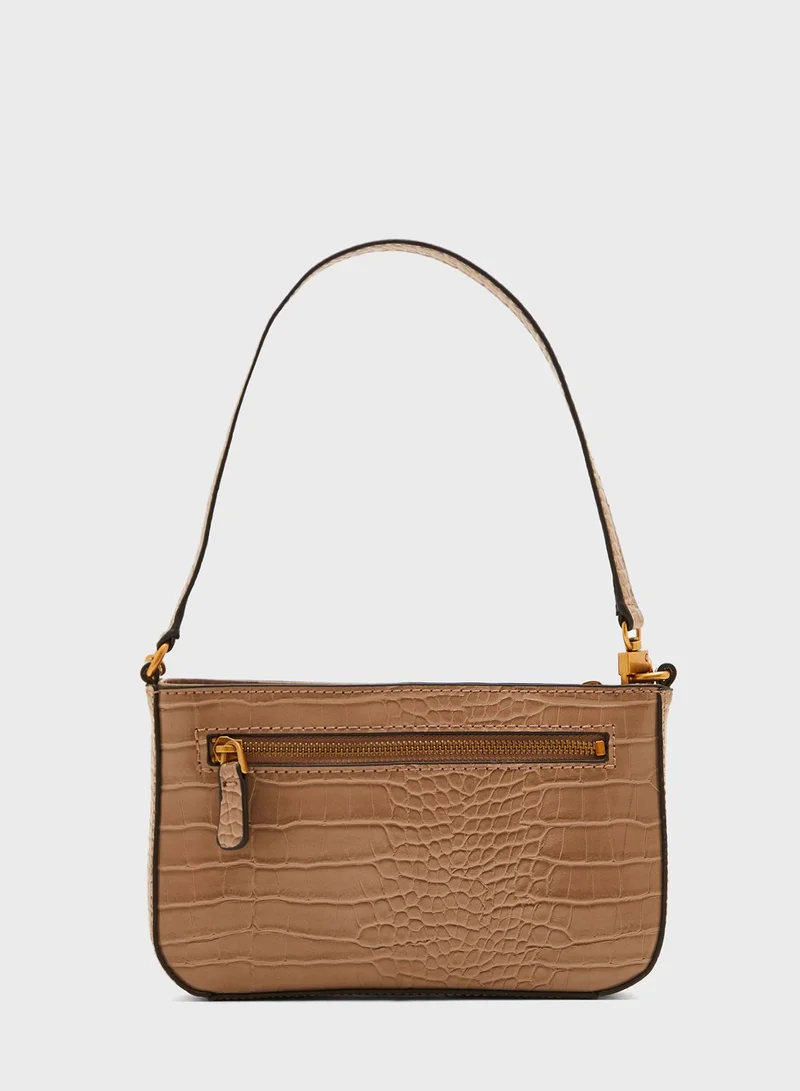 GUESS Katey Croc Mini Top Zip Shoulder Bag