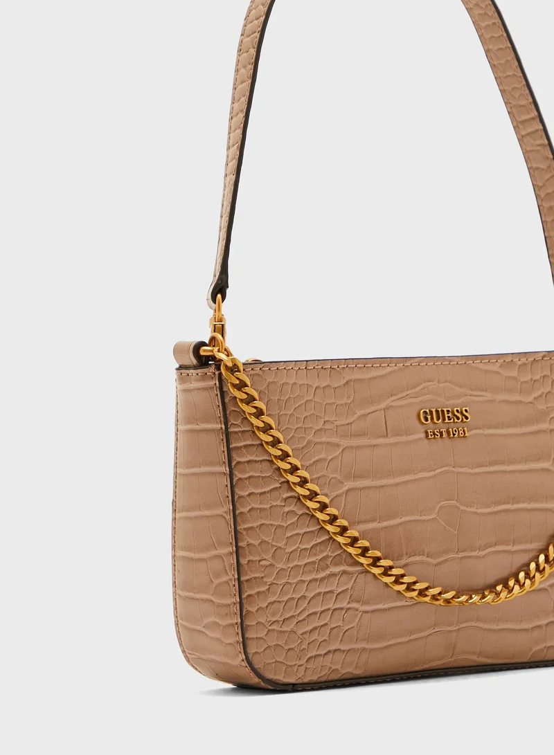 GUESS Katey Croc Mini Top Zip Shoulder Bag