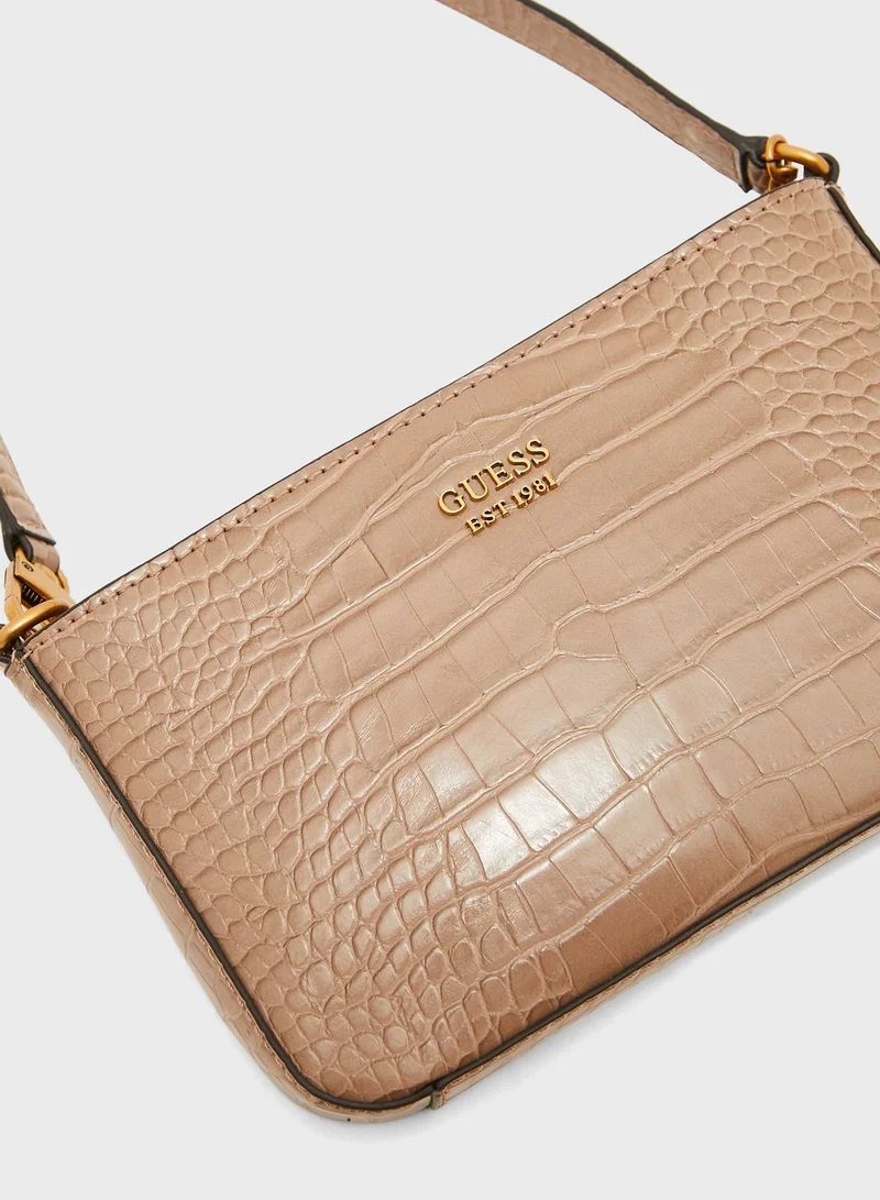 GUESS Katey Croc Mini Top Zip Shoulder Bag