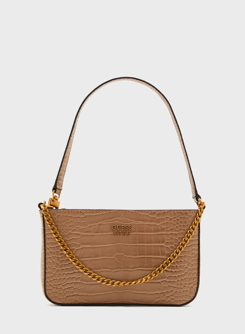GUESS Katey Croc Mini Top Zip Shoulder Bag