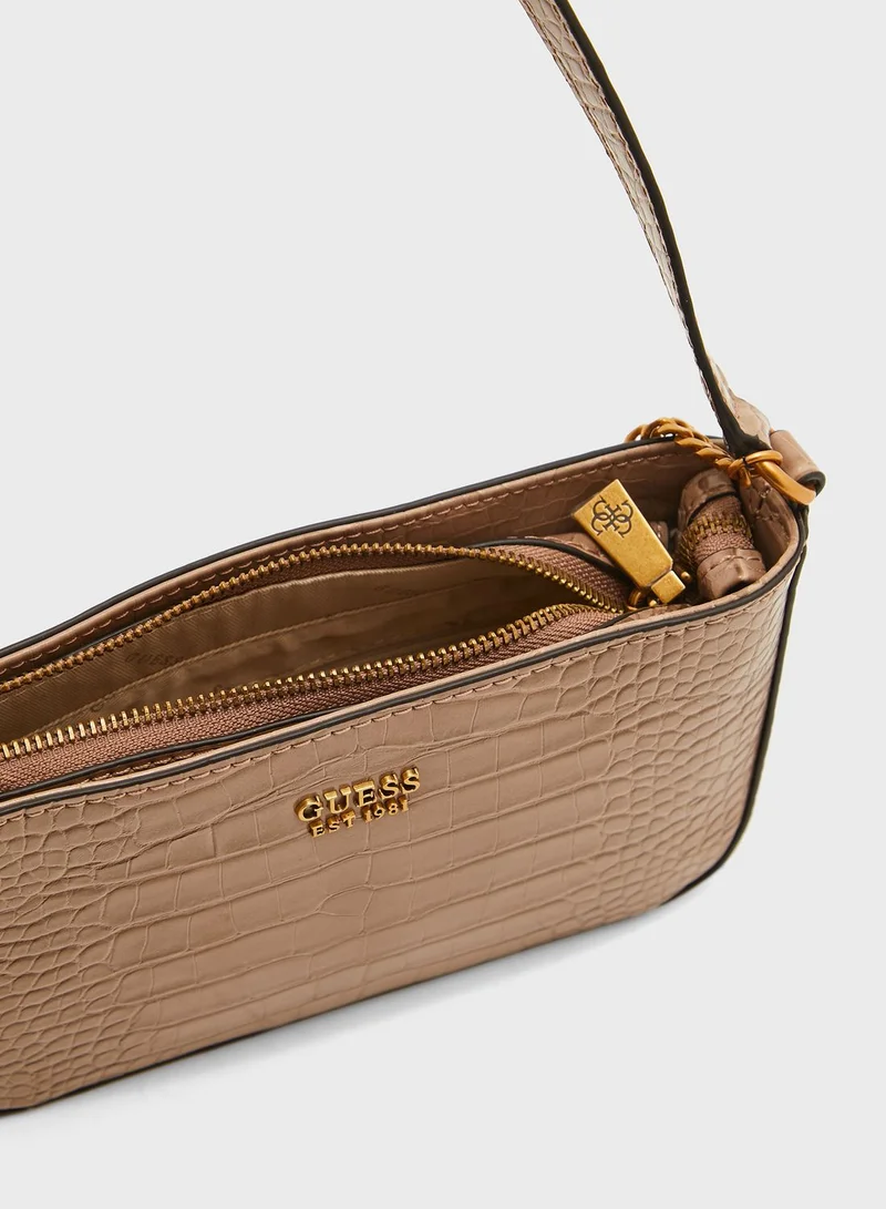 GUESS Katey Croc Mini Top Zip Shoulder Bag