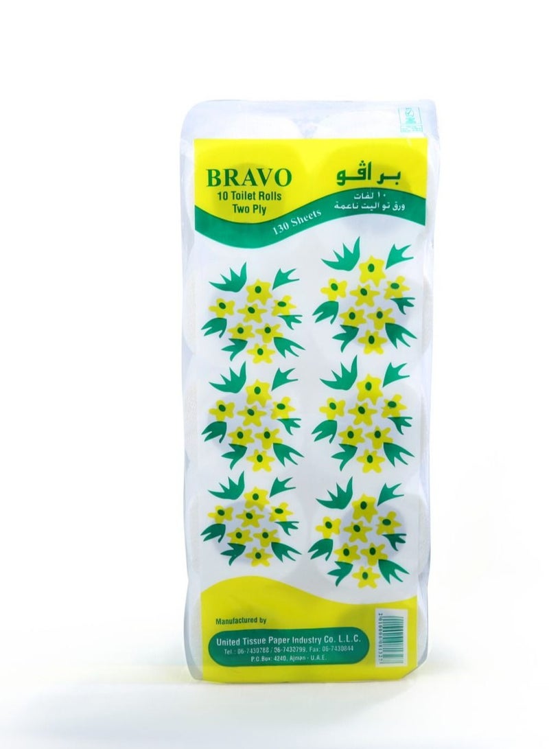 Bravo Toilet Tissue Roll, 125sheets 2ply, 10 rolls - Image 2