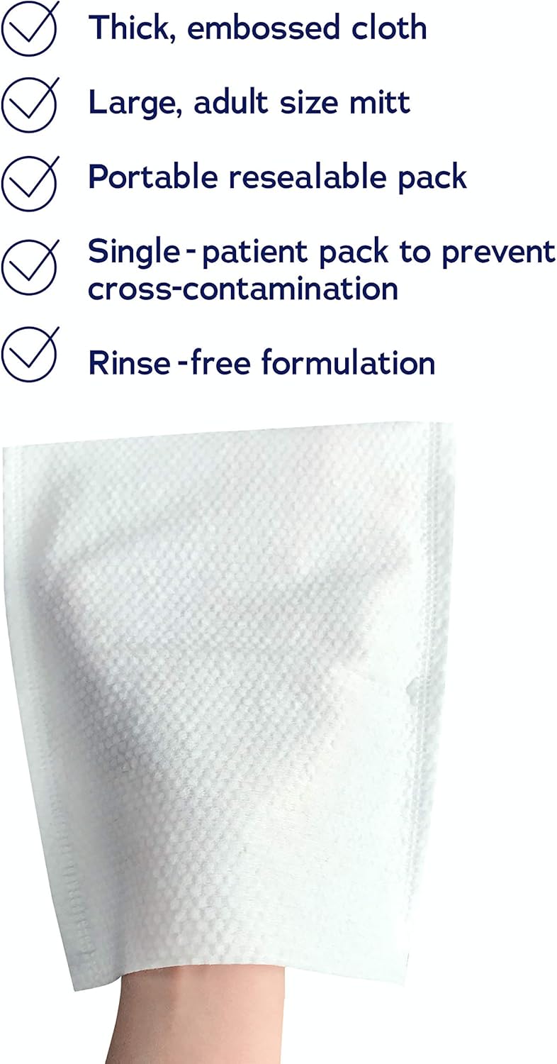 DYMACARE FragranceFree Wash Mitts Rinse Free Microwaveable Adult Bed Bath Wet Wash Gloves with Aloe Vera Latex Lanolin and Alcohol Free 1 Pack 8 Mitts in Total - Image 2