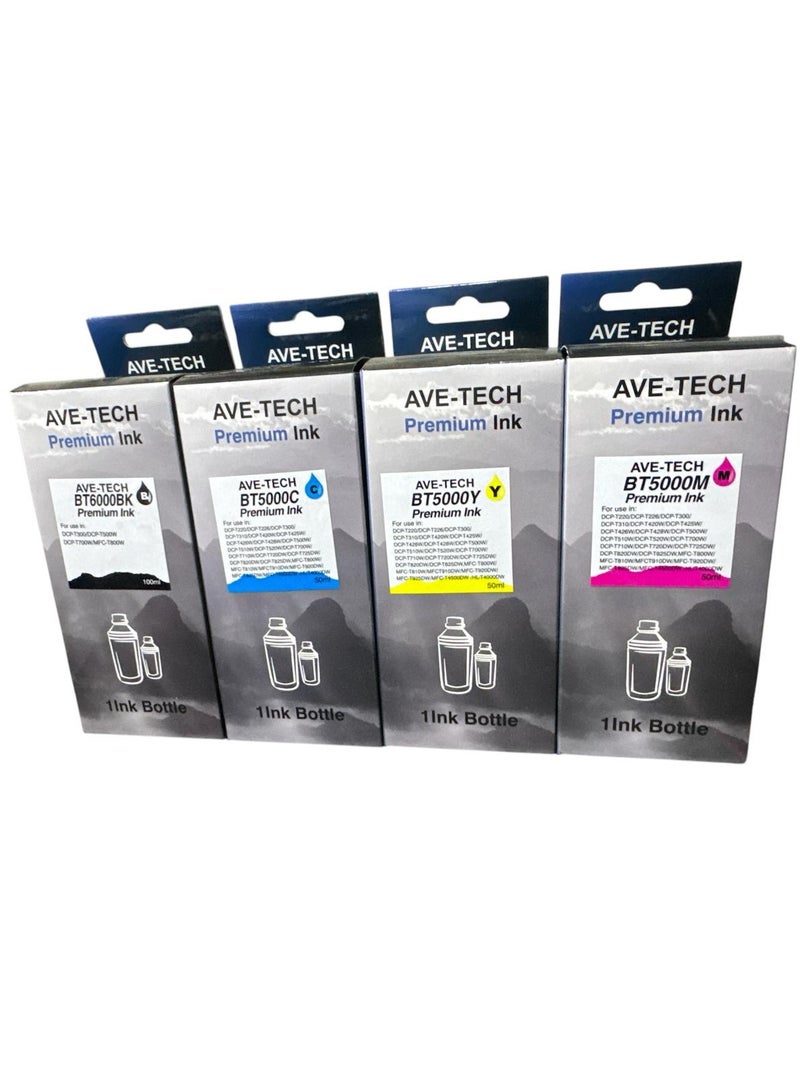 AVE-TECH PREMIUM INK BOTTLE BTD5000 SET / Pages 5000 / For Used In Brother / DCPT220/T300/T420/T500W/T700W/MFCT810W/MFCT4500DW/T4000/T910W 