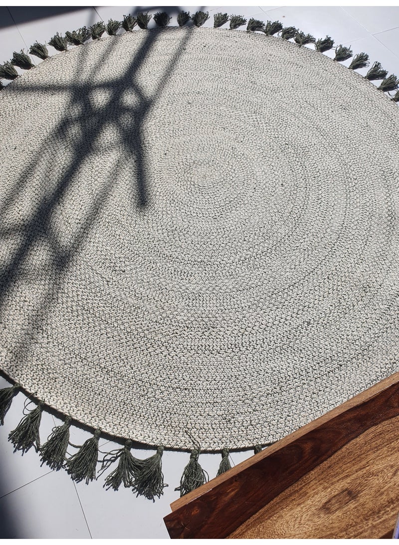 Ramsha Handmade jute area rug with tassel round rug for living room jute carpet br-083 - Image 1