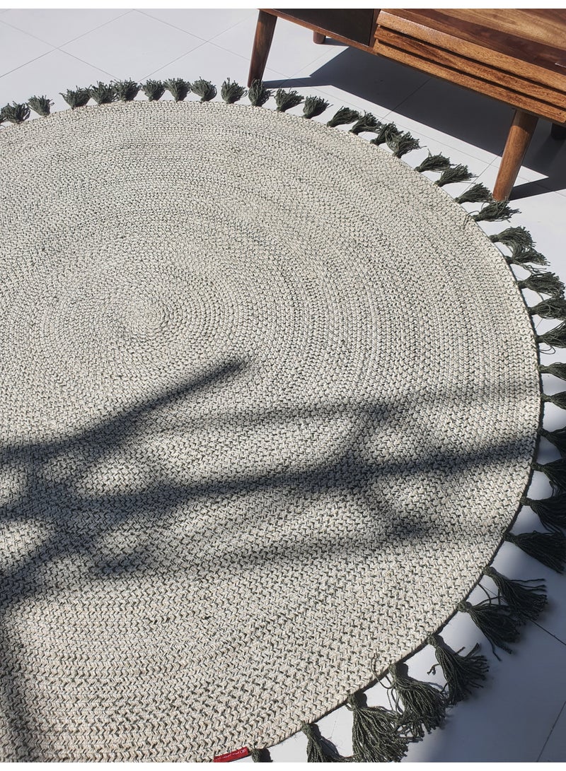 Ramsha Handmade jute area rug with tassel round rug for living room jute carpet br-083 - Image 2