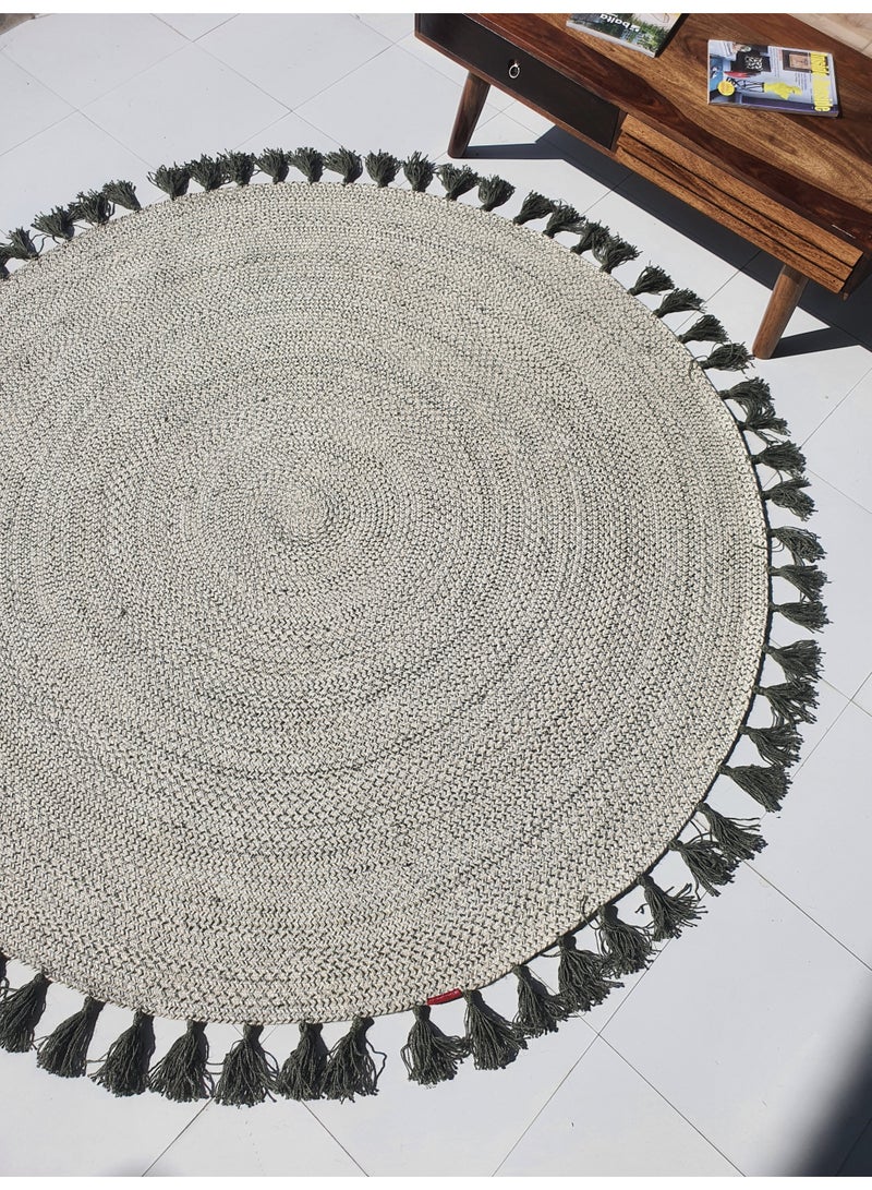 Ramsha Handmade jute area rug with tassel round rug for living room jute carpet br-083 - Image 5