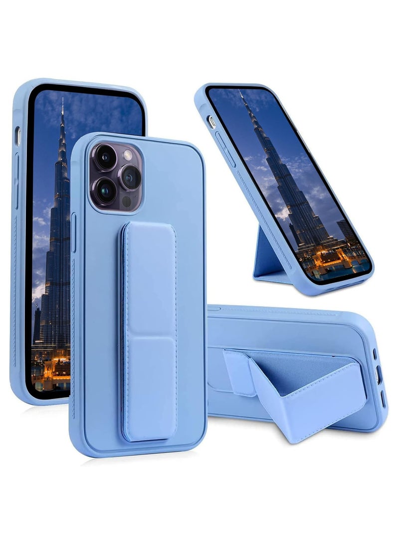 ACLIX Leather Case with grip for iPhone 14 Pro Max, Magnetic Cover Car Mount Kickstand & Holder, Stand Vertical & Horizontal Case, Hand Free, for iPhone 14 Pro Max (Sky Blue) - Image 1