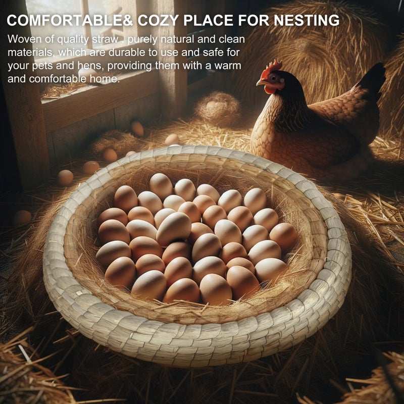 Toolzeen Chicken Nest for Chicken Coop, Handmade Woven Flat Base Straw - 2 Pack 15.5"x15.5"x3.5" Premium Laying Hen Nesting Pads (2 nest) - Image 3