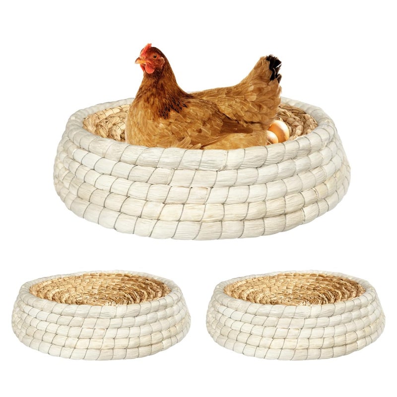 Toolzeen Chicken Nest for Chicken Coop, Handmade Woven Flat Base Straw - 2 Pack 15.5"x15.5"x3.5" Premium Laying Hen Nesting Pads (2 nest) - Image 1
