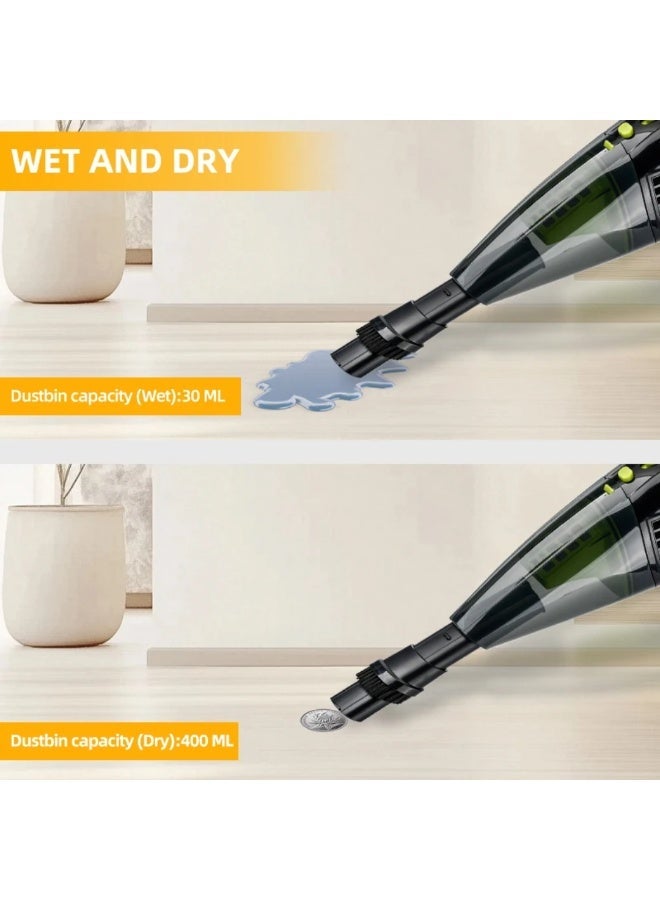 مكنسة كهربائية يدوية لاسلكية للحيوانات الأليفة/الأريكة/السيارة/المكتب، مكنسة كهربائية جافة ورطبة، خفيفة الوزن وقابلة لإعادة الشحن ببطاريتين 1800 مللي أمبير. - Image 3