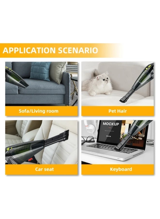 مكنسة كهربائية يدوية لاسلكية للحيوانات الأليفة/الأريكة/السيارة/المكتب، مكنسة كهربائية جافة ورطبة، خفيفة الوزن وقابلة لإعادة الشحن ببطاريتين 1800 مللي أمبير. - Image 5