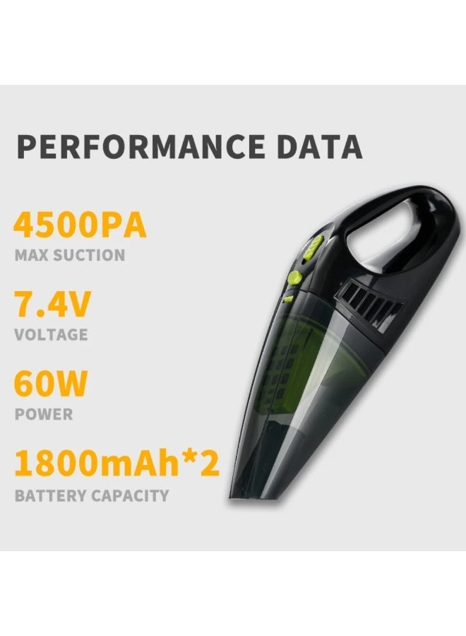 مكنسة كهربائية يدوية لاسلكية للحيوانات الأليفة/الأريكة/السيارة/المكتب، مكنسة كهربائية جافة ورطبة، خفيفة الوزن وقابلة لإعادة الشحن ببطاريتين 1800 مللي أمبير. - Image 2