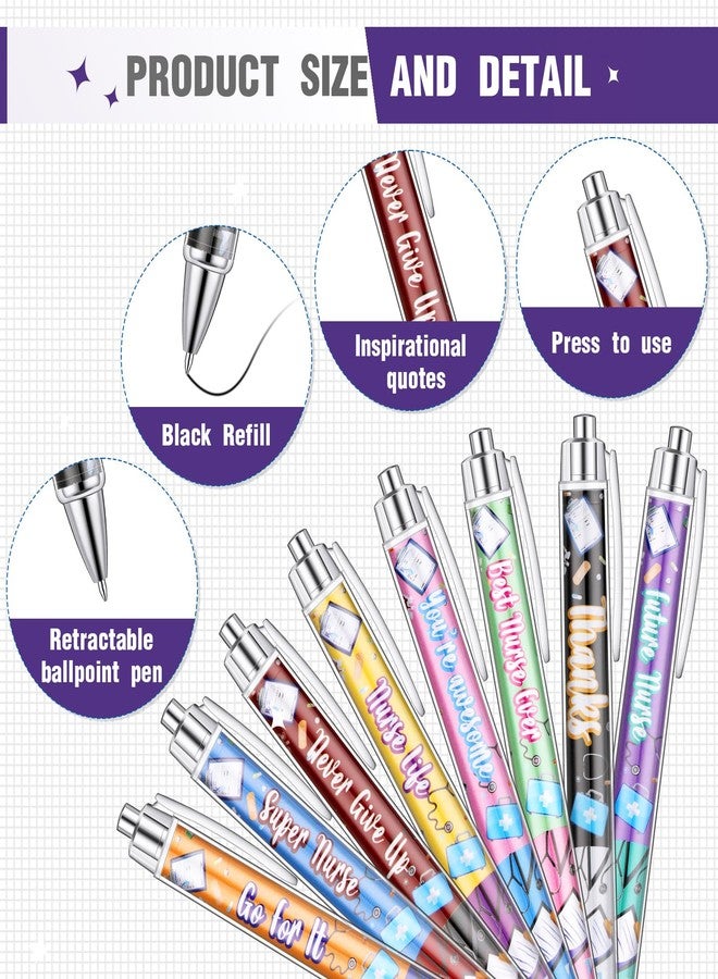 Jetec 120 Pcs Nurse Pen bulk Nurse Appreciation Gifts Nursing Ball Point Pens Retractable Nurse Week Ink Pens Funny Press Pen for Medical Assistants Students Workers Office 1.0 mm Black Ink(Cute) - Image 3