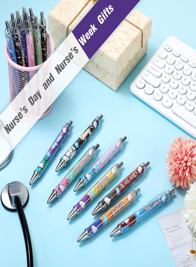 Jetec 120 Pcs Nurse Pen bulk Nurse Appreciation Gifts Nursing Ball Point Pens Retractable Nurse Week Ink Pens Funny Press Pen for Medical Assistants Students Workers Office 1.0 mm Black Ink(Cute) - Image 4