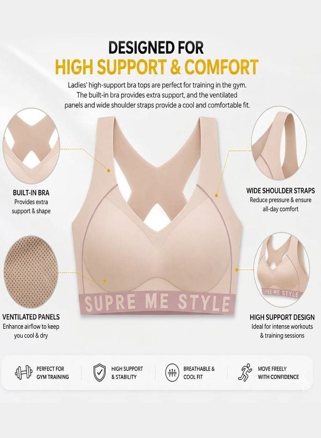 Women's XL Size Bra with Stretch Seamless Wireless Lightly Lined Comfort Bra with Support Compression Wirefree Everyday Bra Flesh Colour - Image 3